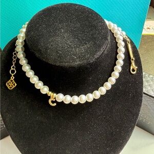 Kendra Scott White Pearl Necklace with Gold Accents
